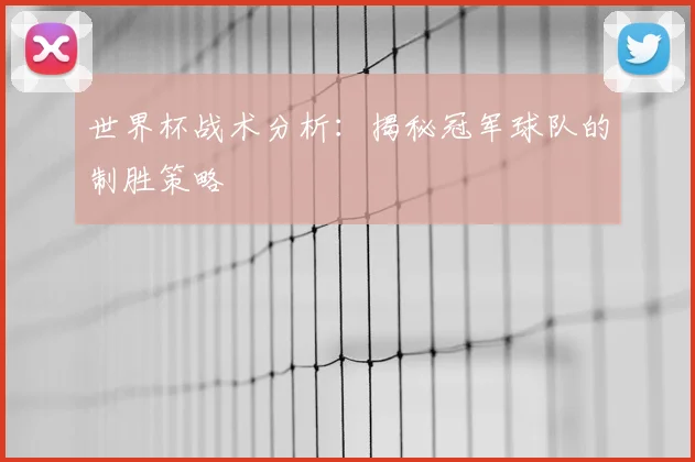 世界杯战术分析：揭秘冠军球队的制胜策略